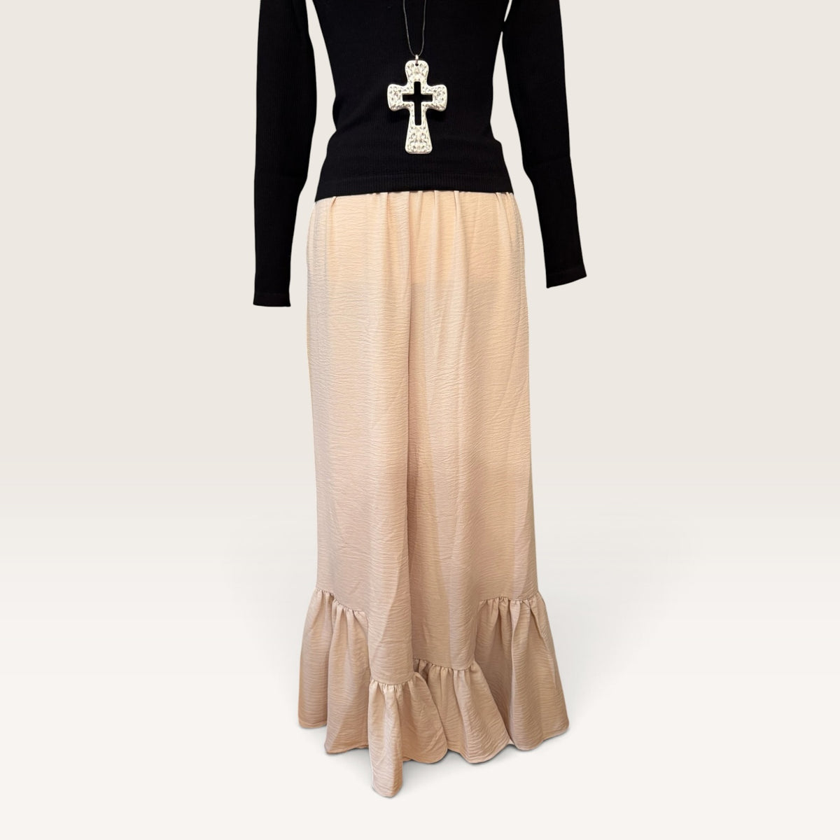 Flowy Ruffle Hem Wide Leg Pants