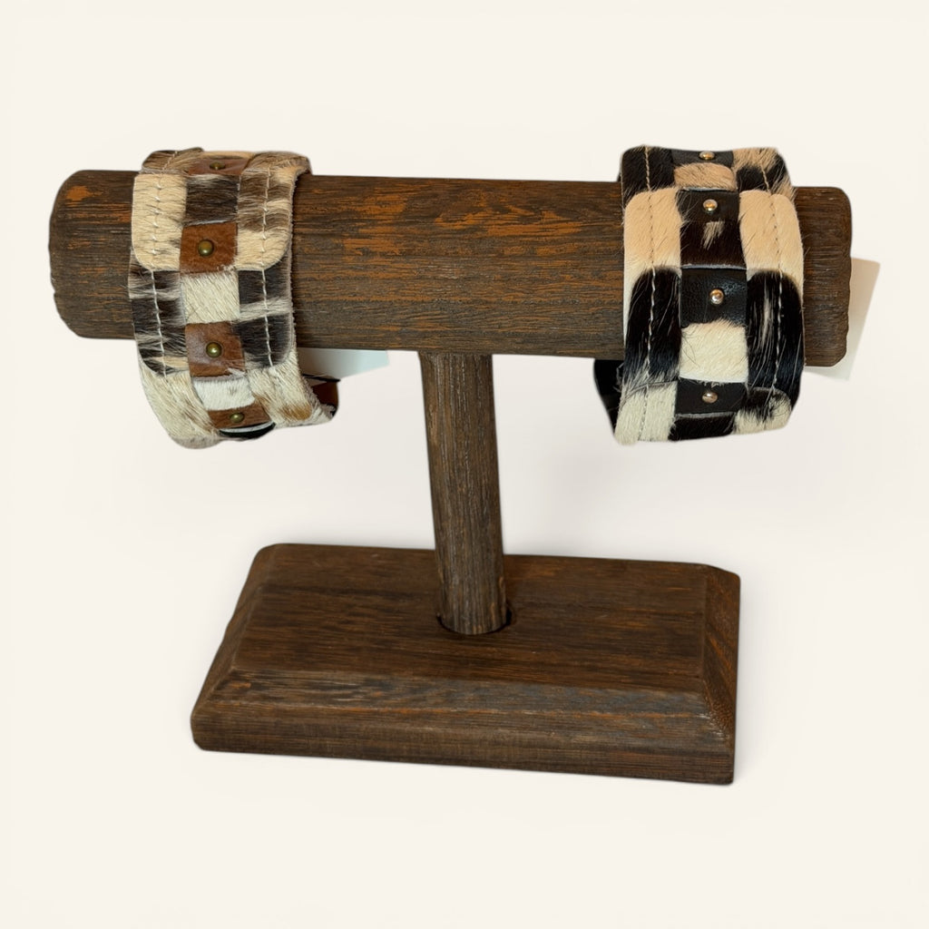 Hair-on-Hide Patchwork Cuff Bracelet