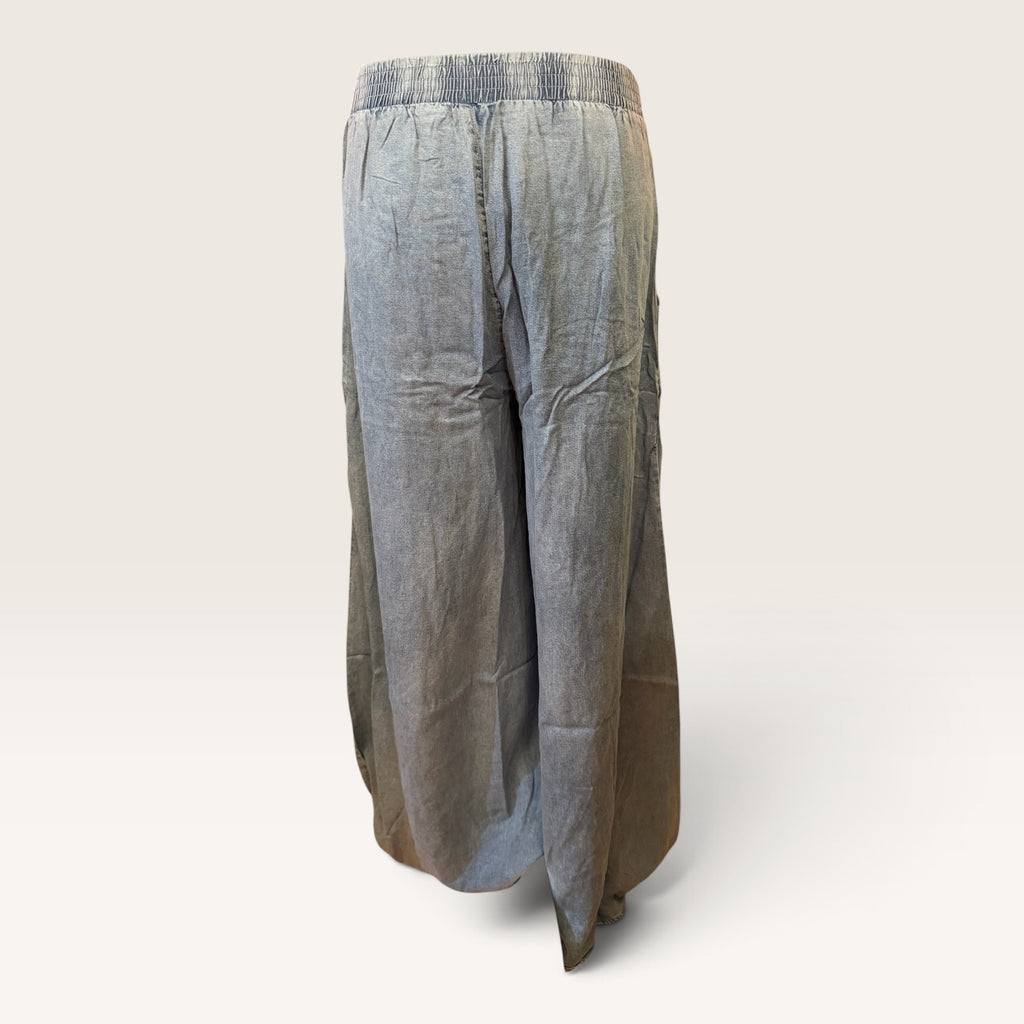 High Rise Wide Leg Denim Palazzo Pants