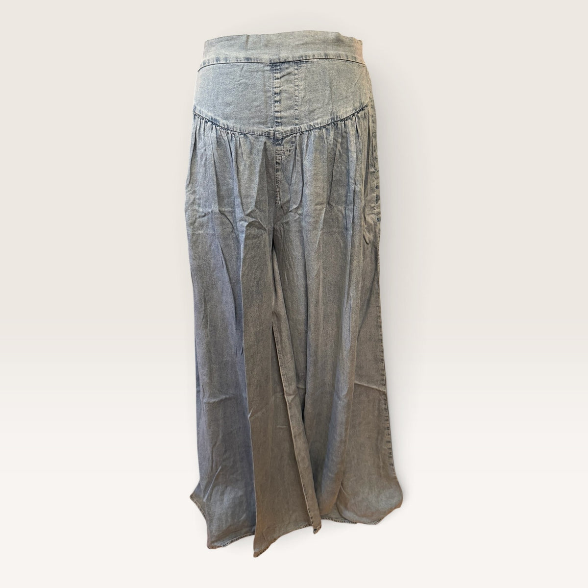 High Rise Wide Leg Denim Palazzo Pants