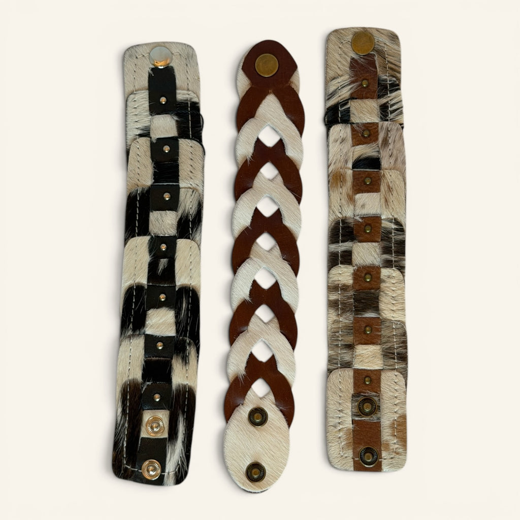 Hair-on-Hide Patchwork Cuff Bracelet