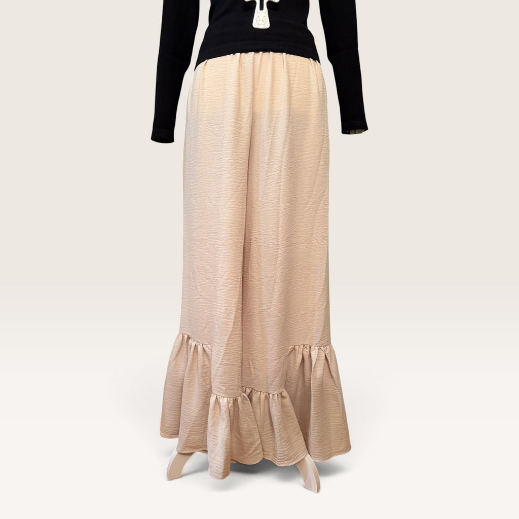Flowy Ruffle Hem Wide Leg Pants