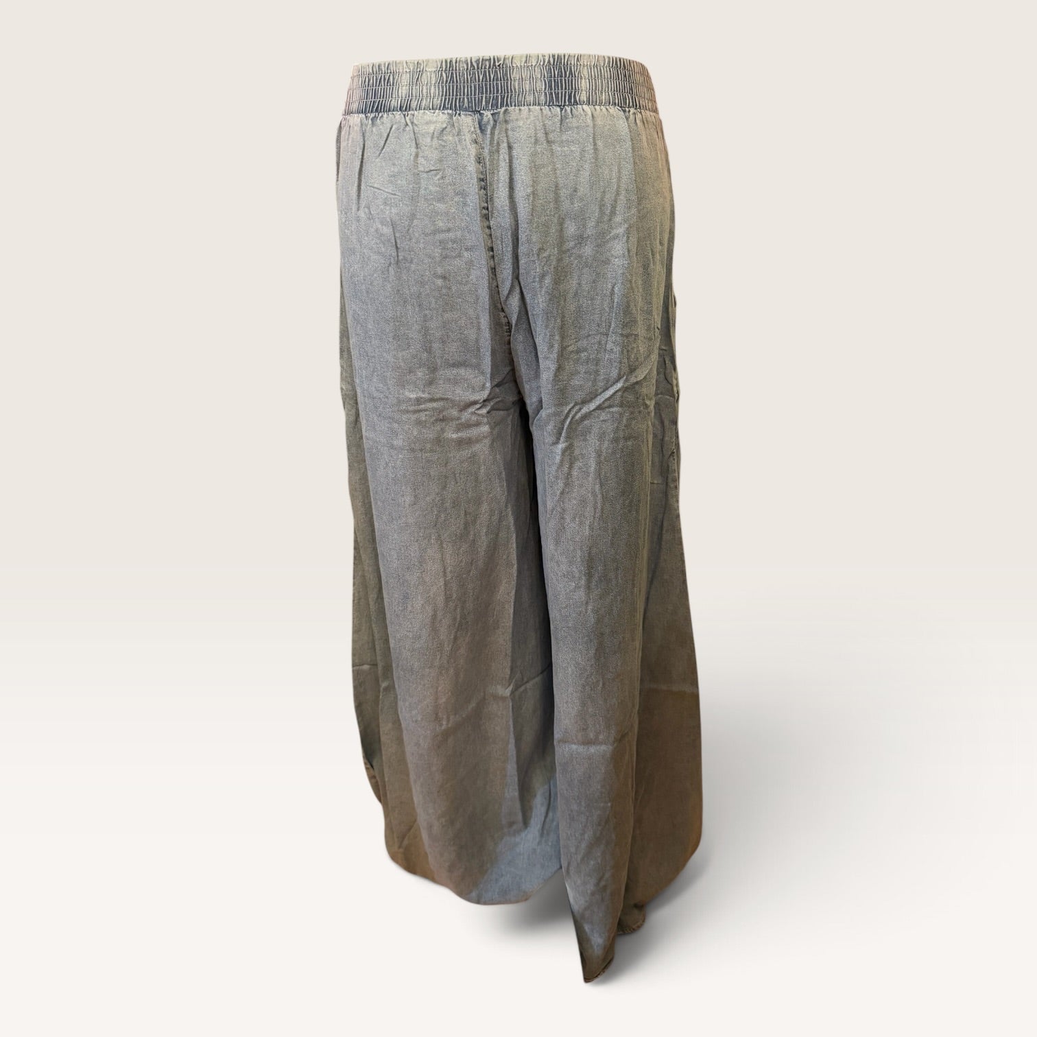High Rise Wide Leg Denim Palazzo Pants