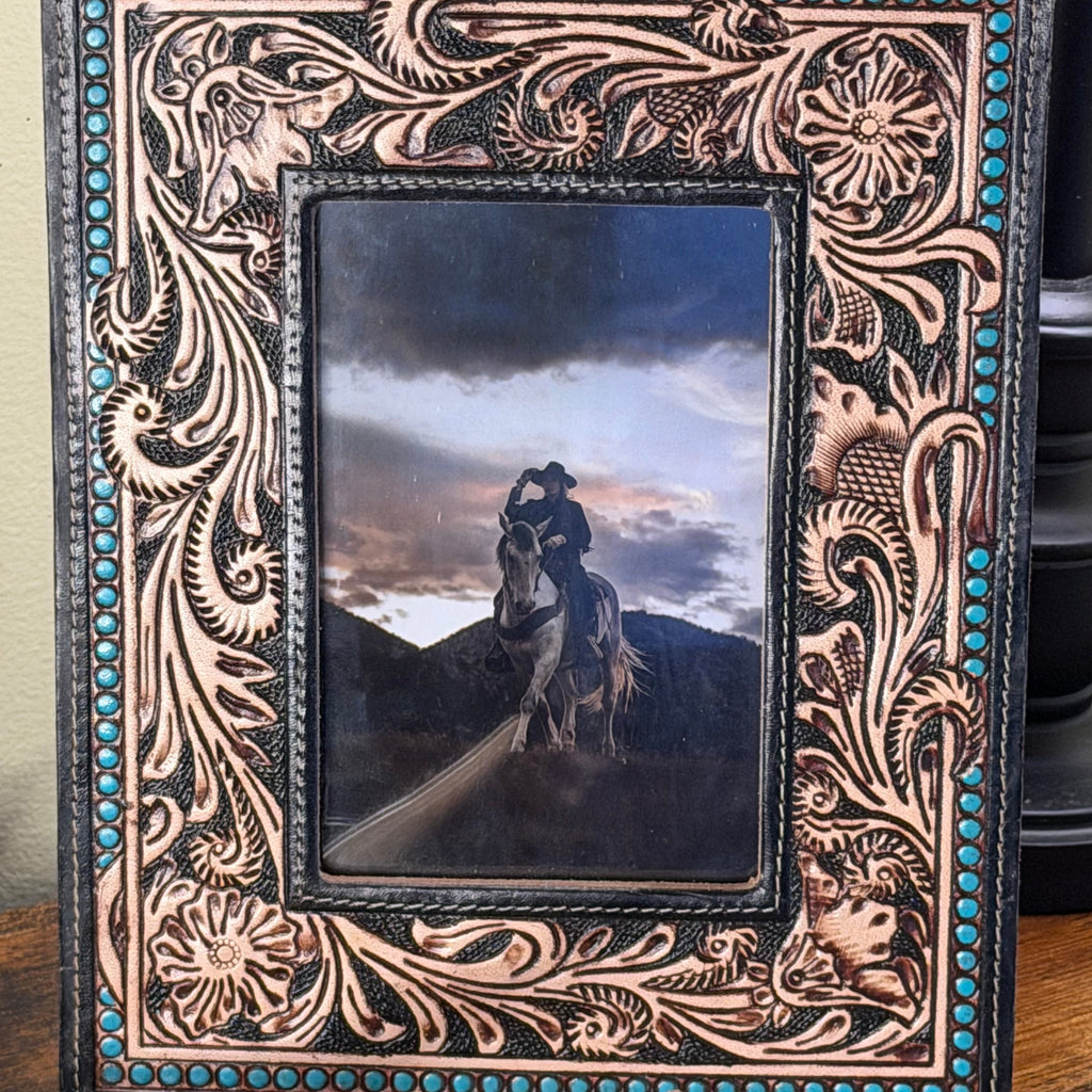 Myra Mesa Plateau Hand-Tooled Leather Photo Frame