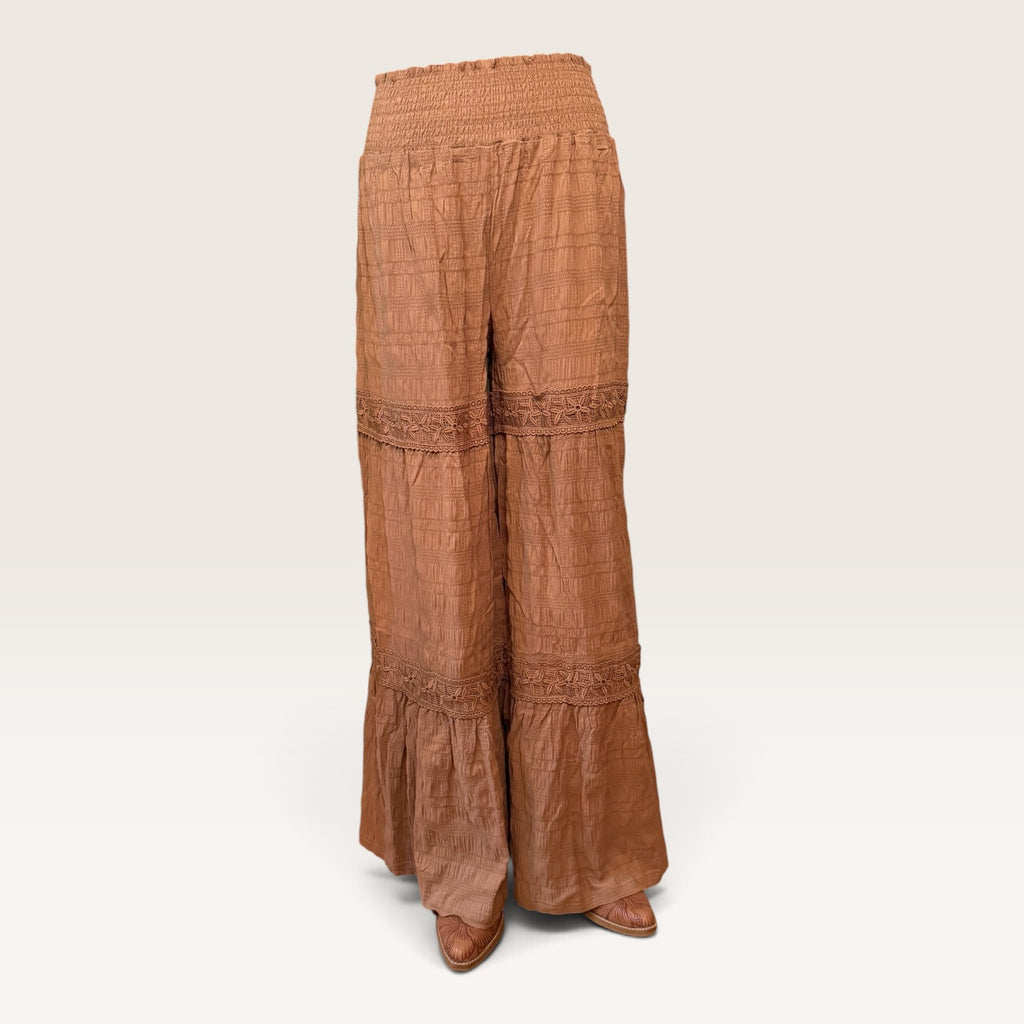Textured Wide Leg Palazzo Pants