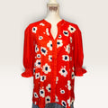 Floral Print Split Neck Blouse