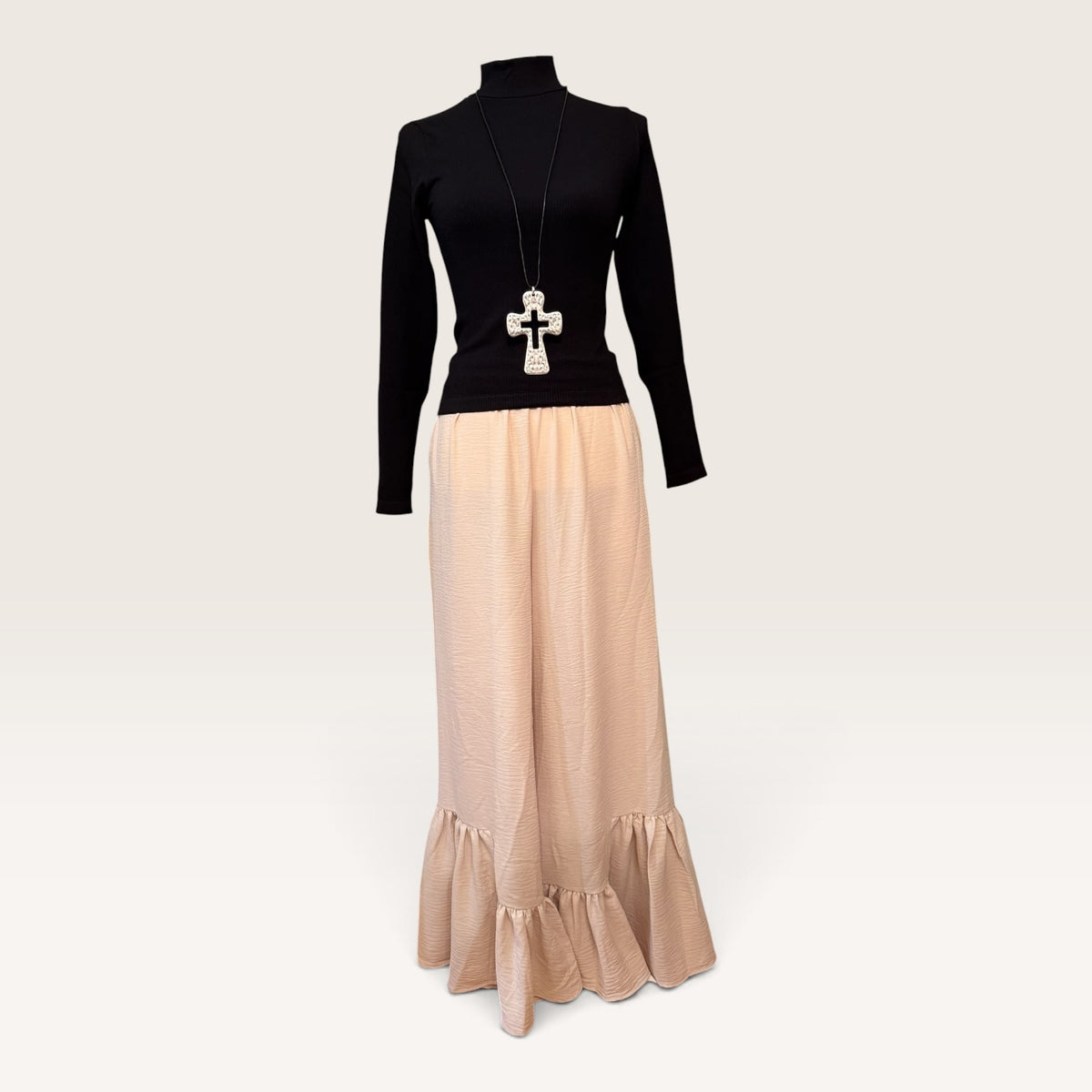 Flowy Ruffle Hem Wide Leg Pants