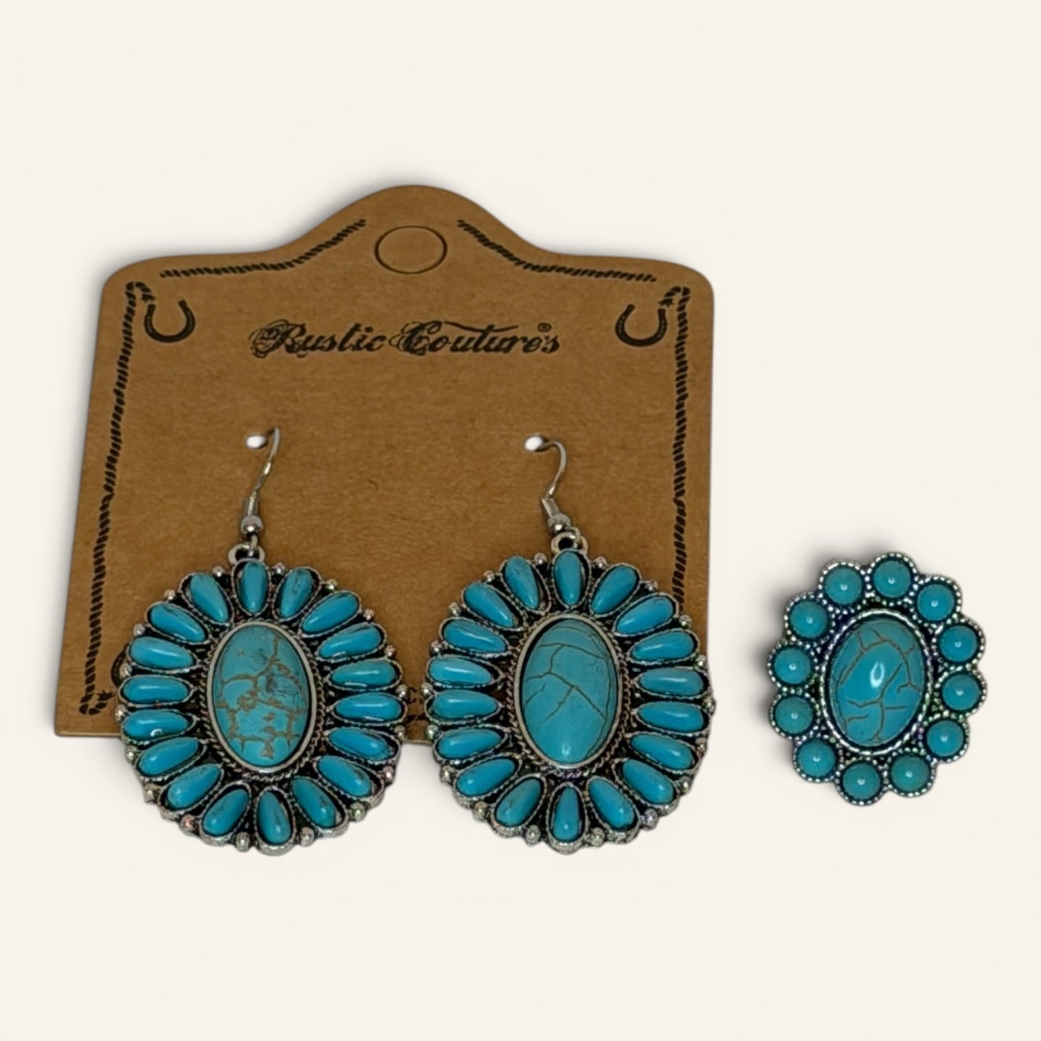 Rustic Couture Turquoise Oval Ring