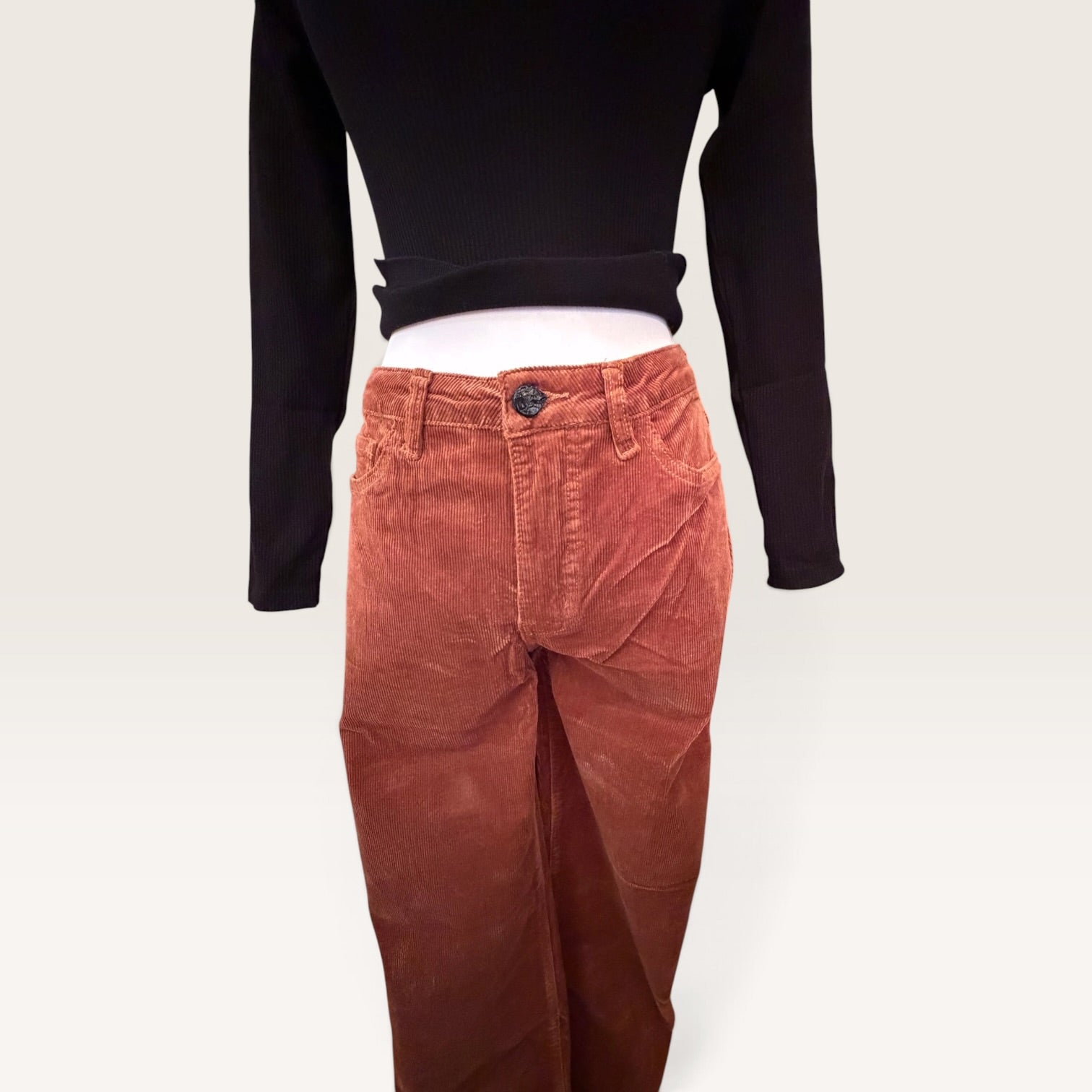 Camel Mid-Rise Corduroy Trouser Jeans