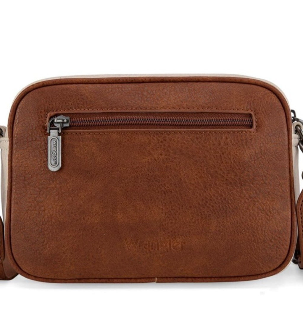 Wrangler Multi-Pocket Crossbody Organizer Bag – Beige/Brown