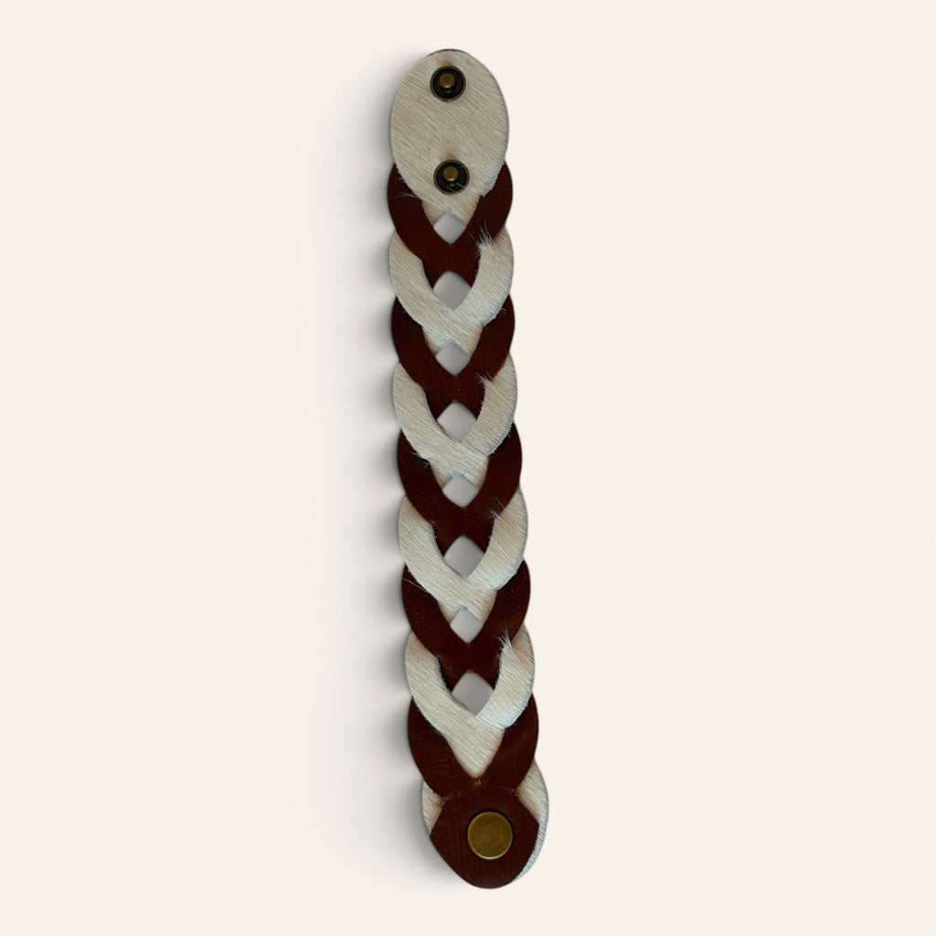 Braided Hair-on-Hide Leather Bracelet