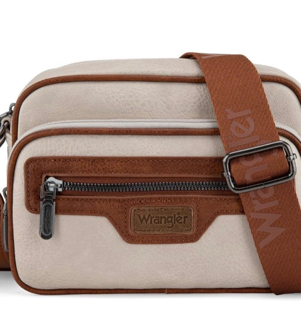 Wrangler Multi-Pocket Crossbody Organizer Bag – Beige/Brown