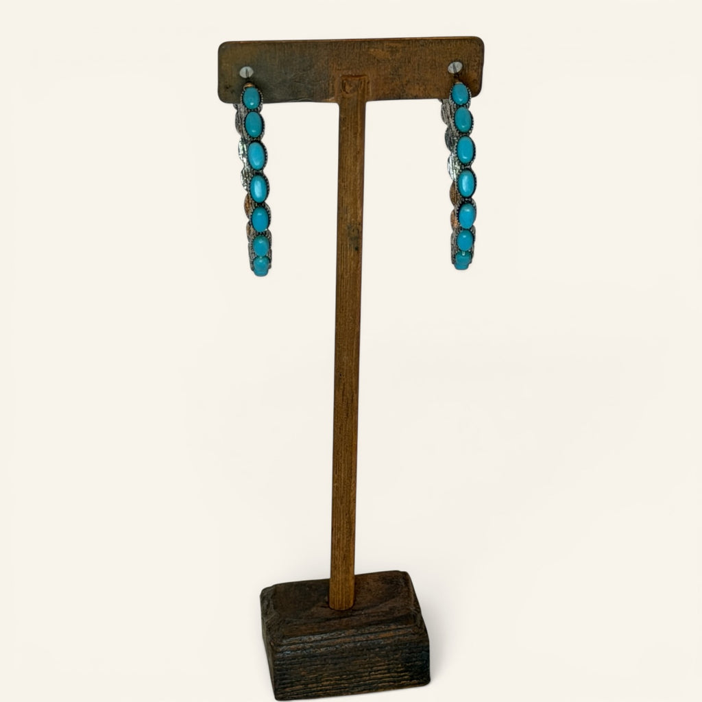 Rustic Couture Turquoise Beaded Hoop Earrings