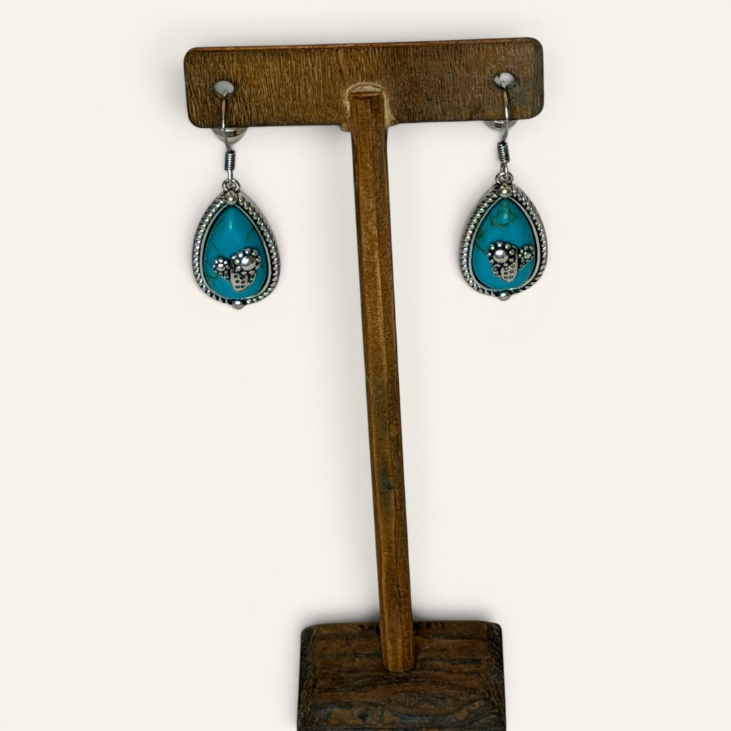 Wrangler Turquoise Cactus Teardrop Earrings