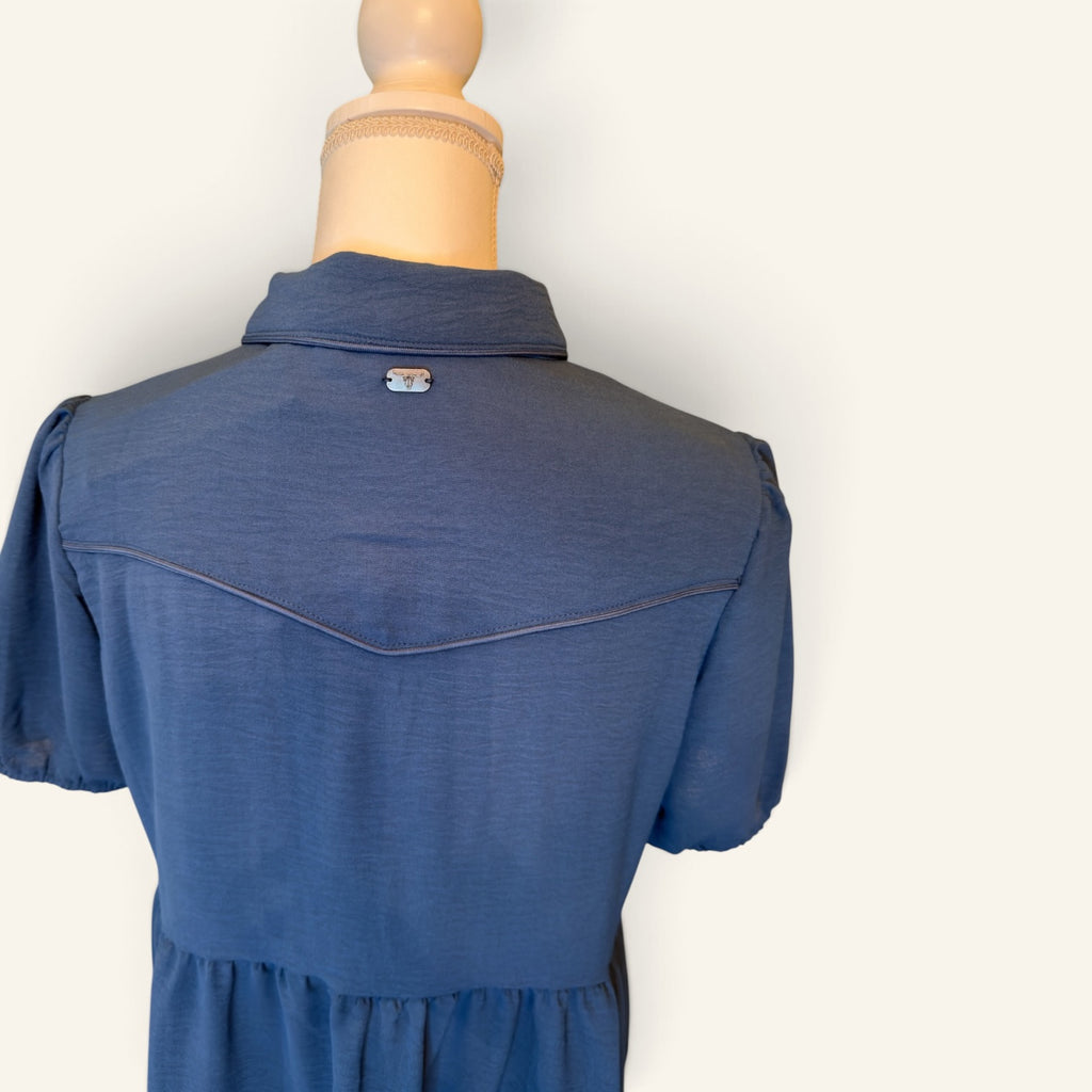 Smoke Blue Mesa Western Dress