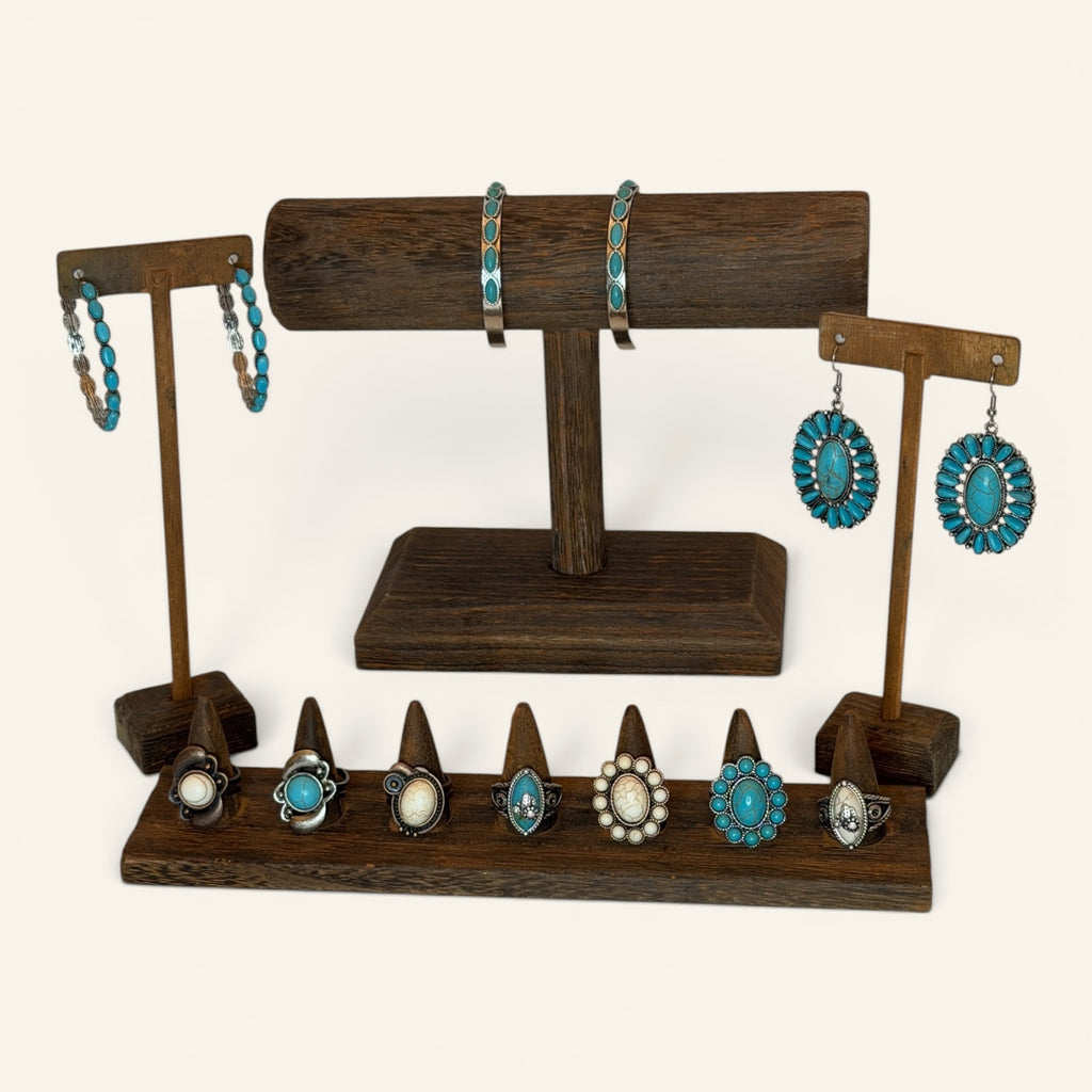 Rustic Couture Turquoise Beaded Hoop Earrings