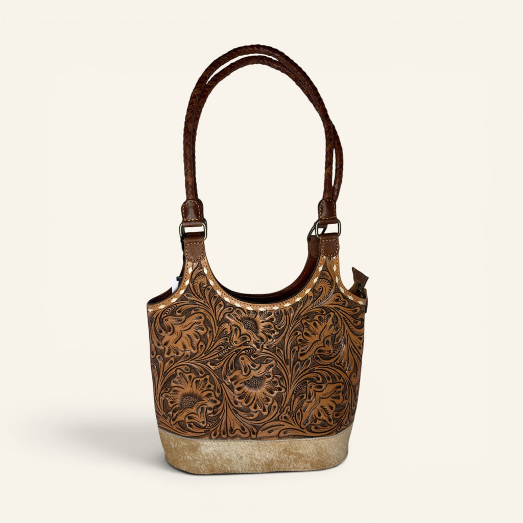 Western Linens Tooled Leather & Hair-on-Hide Concealed Carry Purse