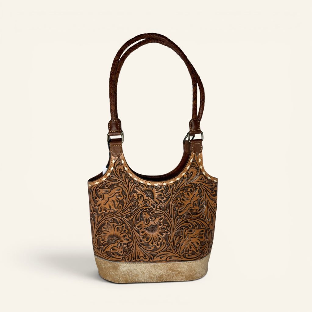 Western Linens Tooled Leather & Hair-on-Hide Concealed Carry Purse