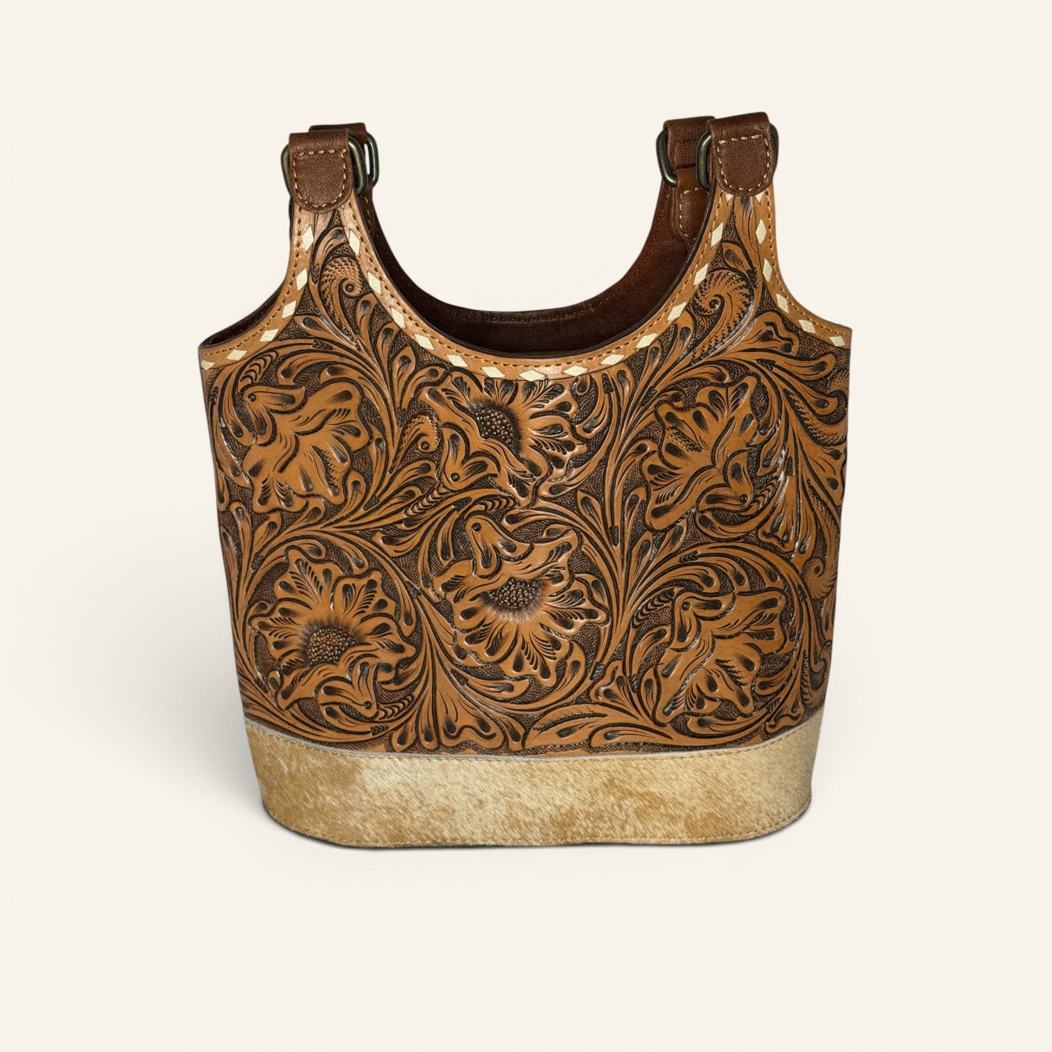 Western Linens Tooled Leather & Hair-on-Hide Concealed Carry Purse