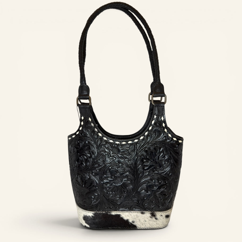 Western Linens Tooled Leather & Hair-on-Hide Concealed Carry Purse