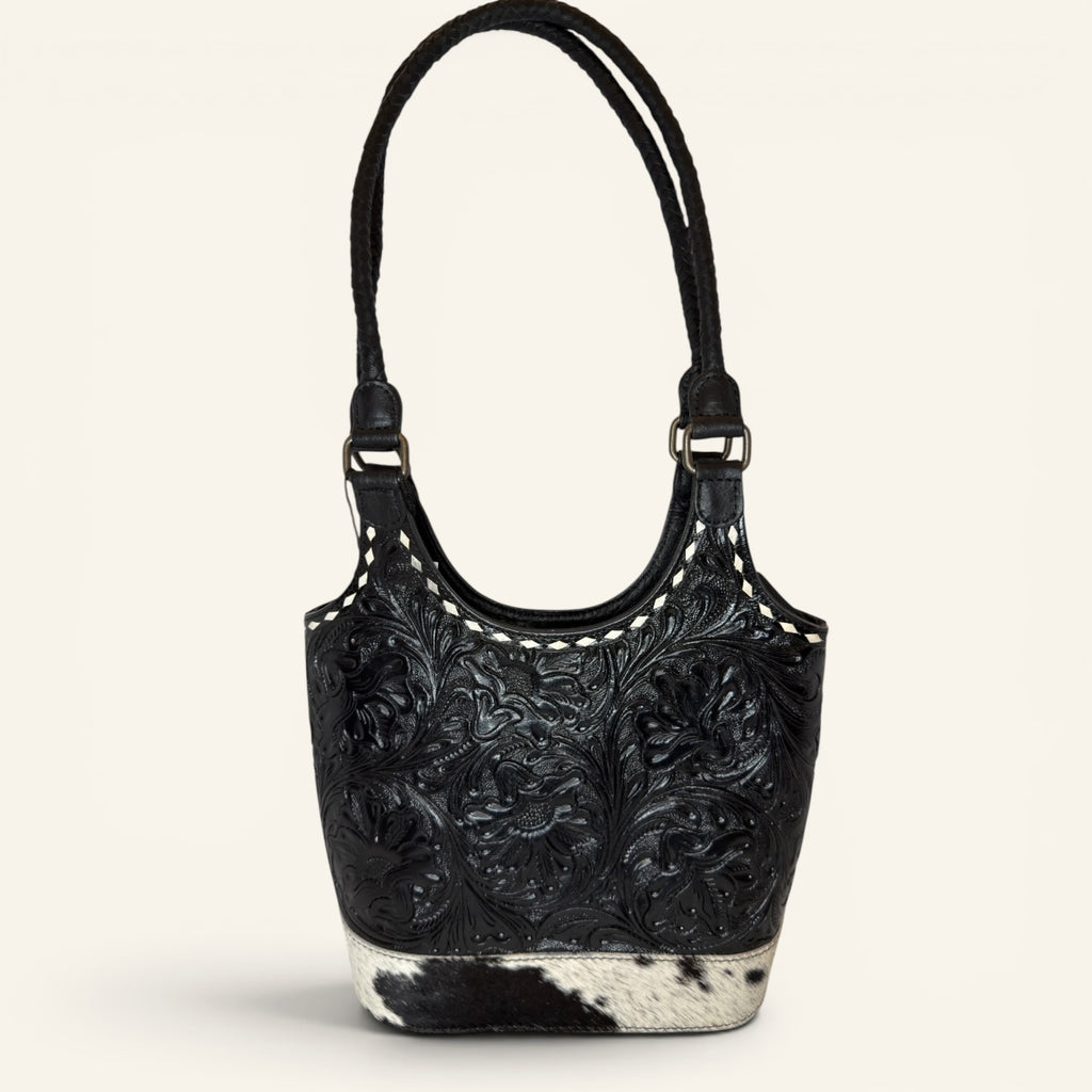Western Linens Tooled Leather & Hair-on-Hide Concealed Carry Purse