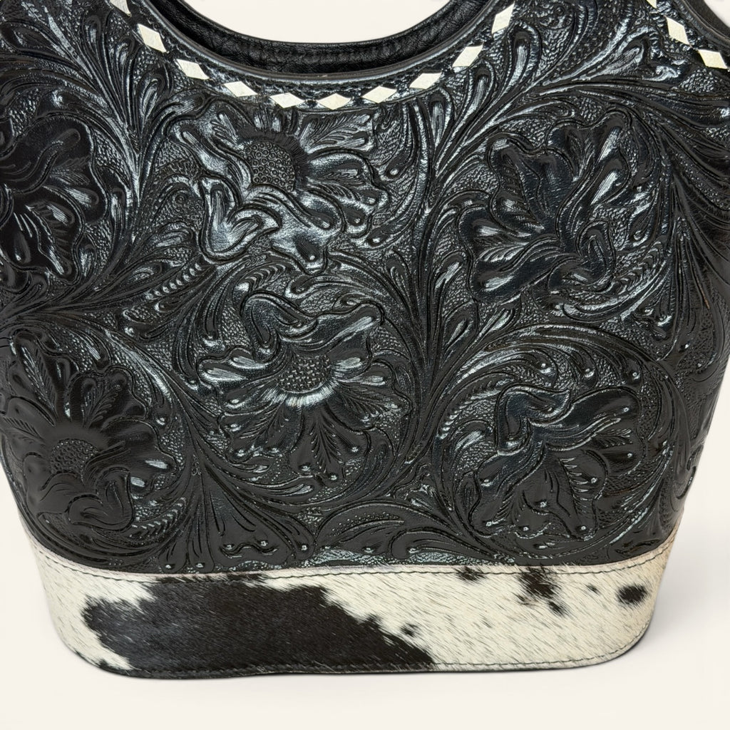 Western Linens Tooled Leather & Hair-on-Hide Concealed Carry Purse