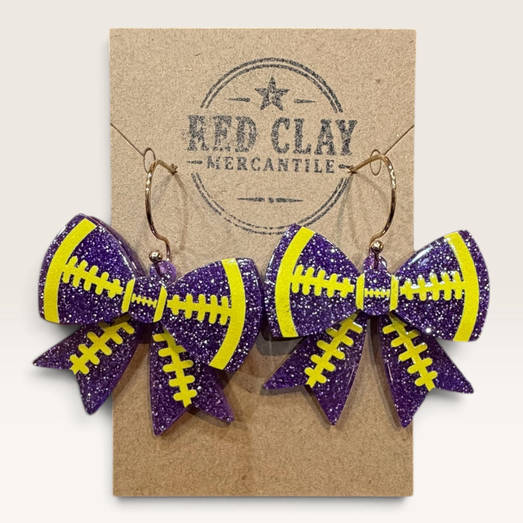 Game Day Football Bow Earrings