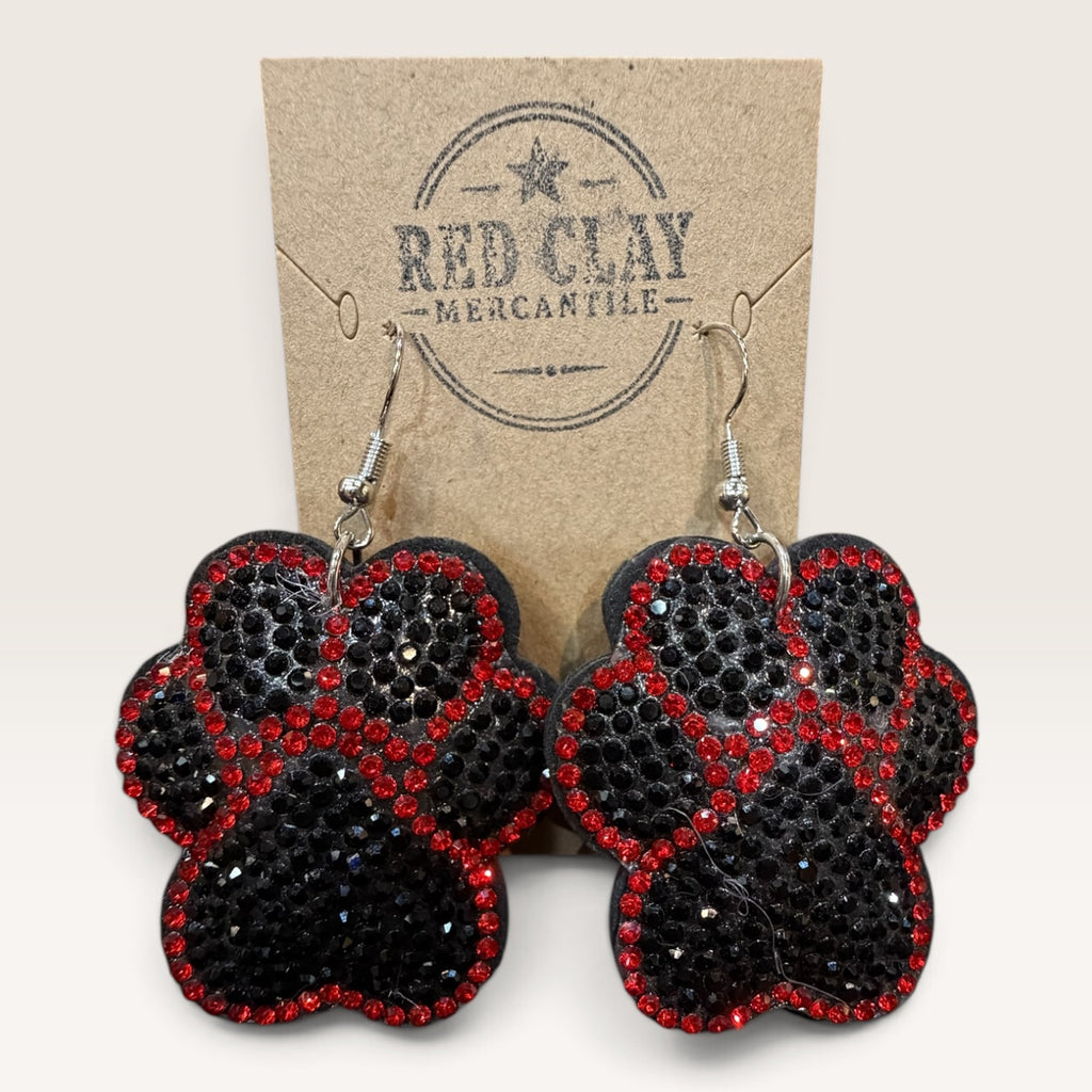 Game Day Rhinestone Paw Print Earrings