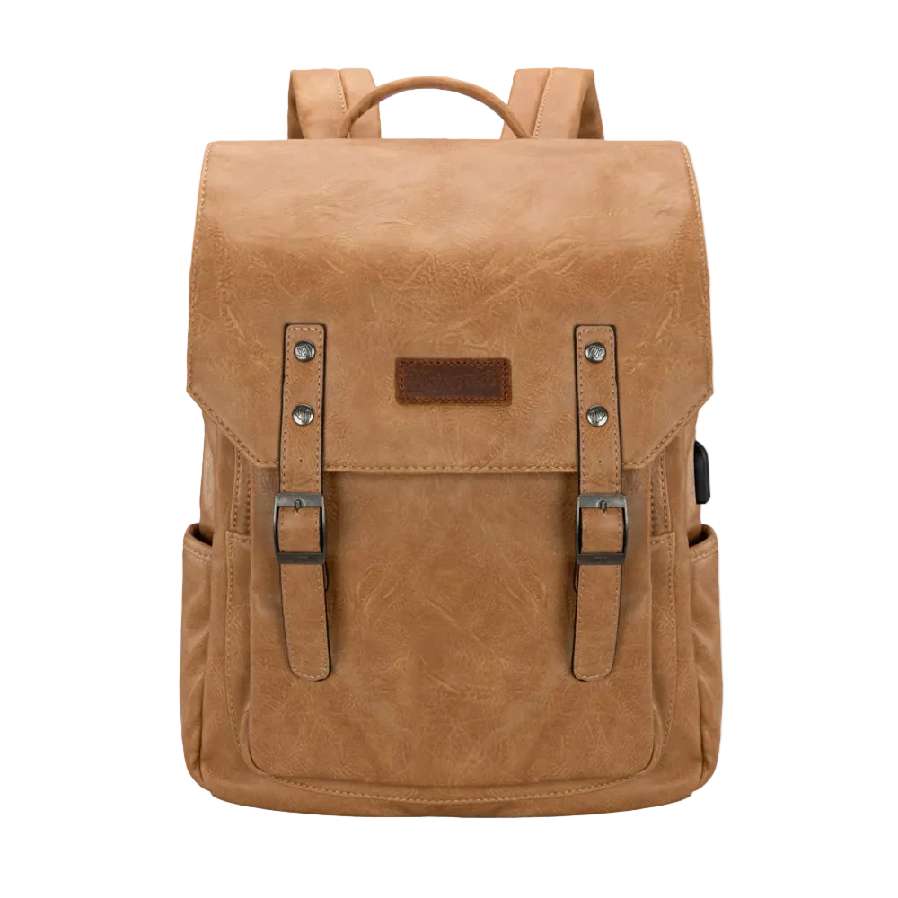 Wrangler Belt Buckle Laptop Backpack – Light Brown