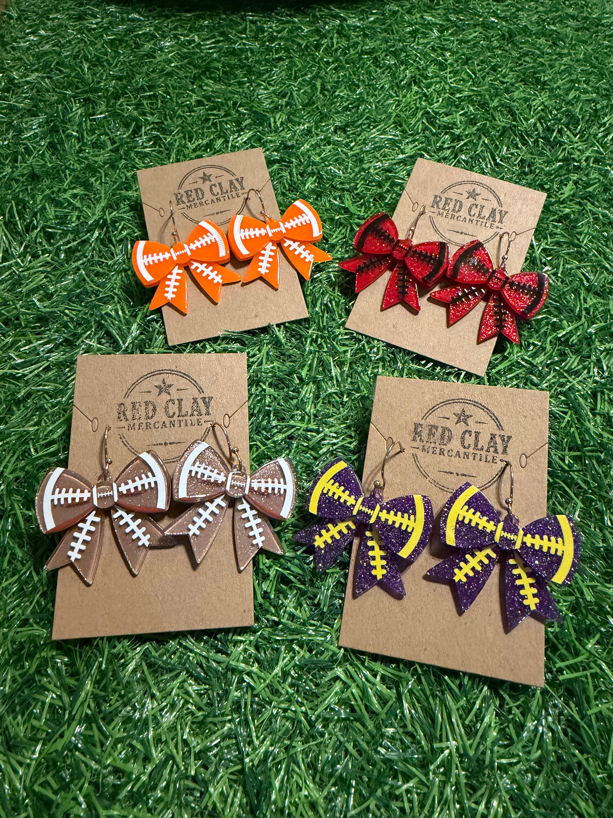 Game Day Football Bow Earrings