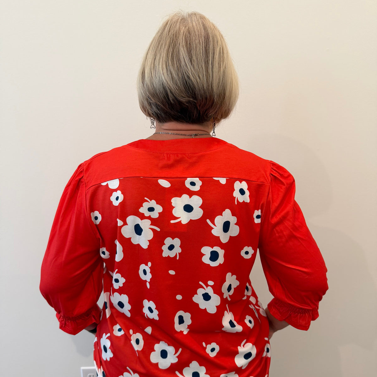 Floral Print Split Neck Blouse