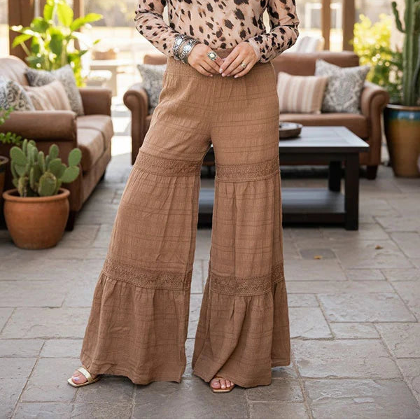 Textured Wide Leg Palazzo Pants