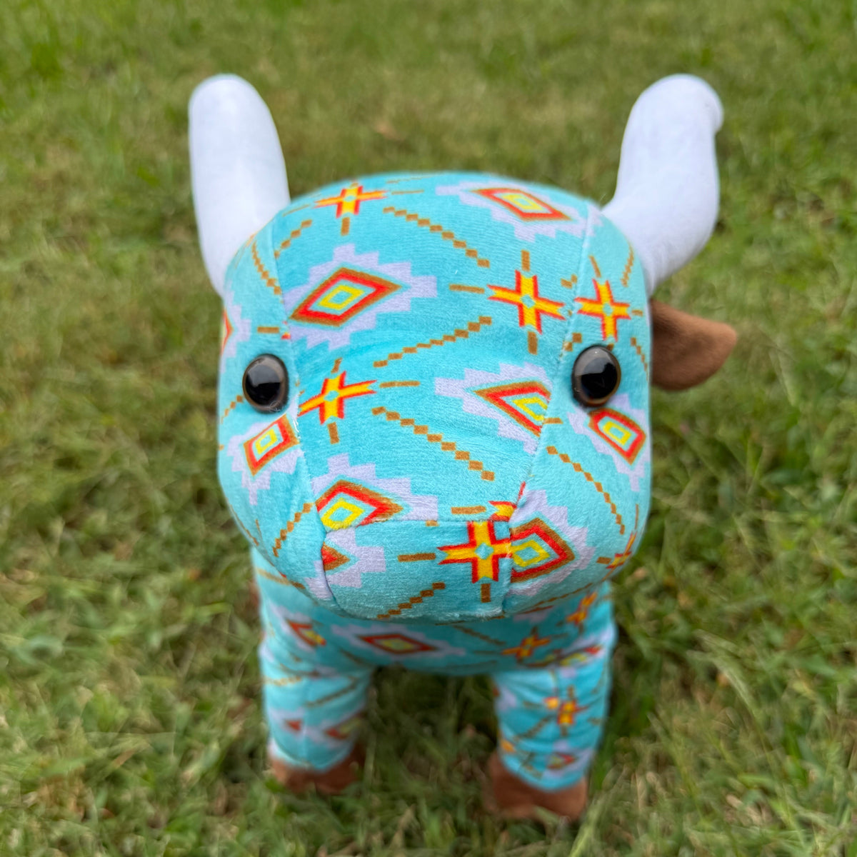 Western Farm Pal Plush Longhorn – Aztec & Cowhide Prints