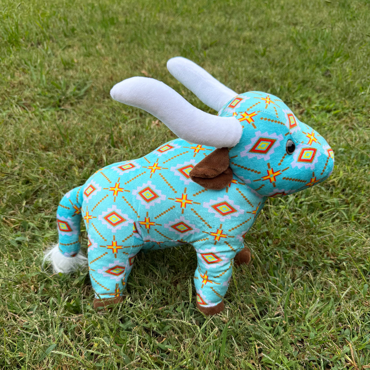 Western Farm Pal Plush Longhorn – Aztec & Cowhide Prints