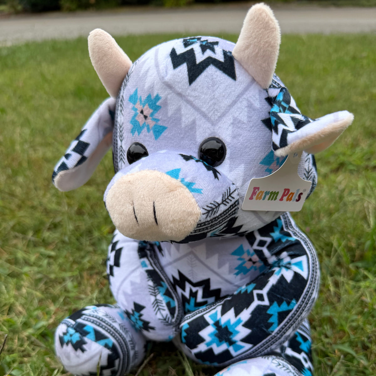Western Farm Pal Plush Cow - Aztec Print