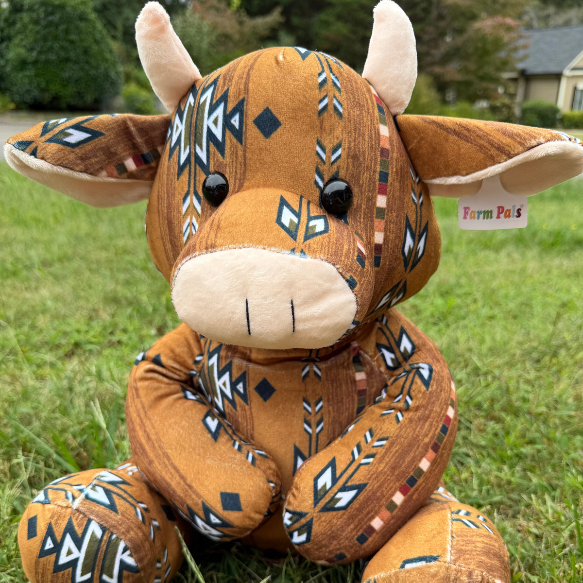 Western Farm Pal Plush Cow - Aztec Print
