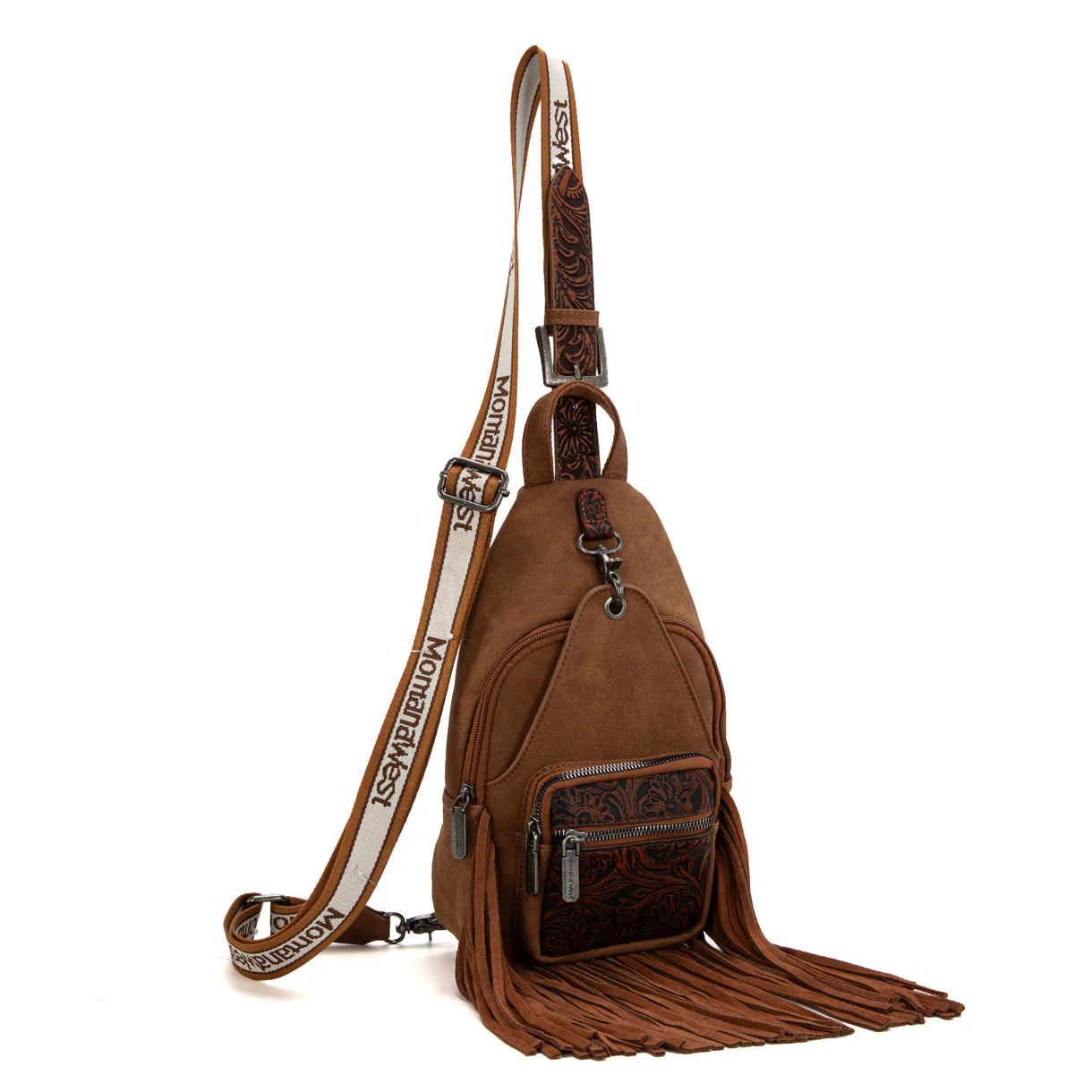 Montana West Tooled Fringe Sling Bag