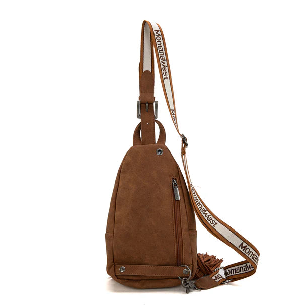 Montana West Tooled Fringe Sling Bag
