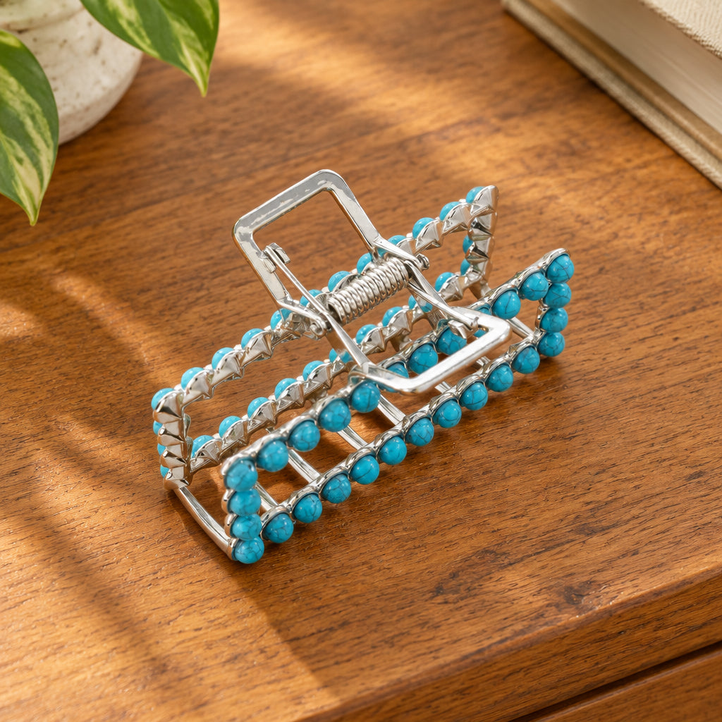Riverstobe turquoise Western hair clip in sage blue