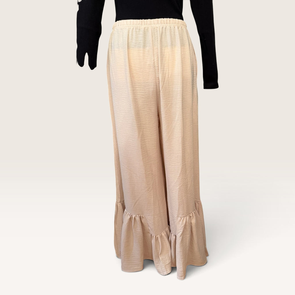 Flowy Ruffle Hem Wide Leg Pants