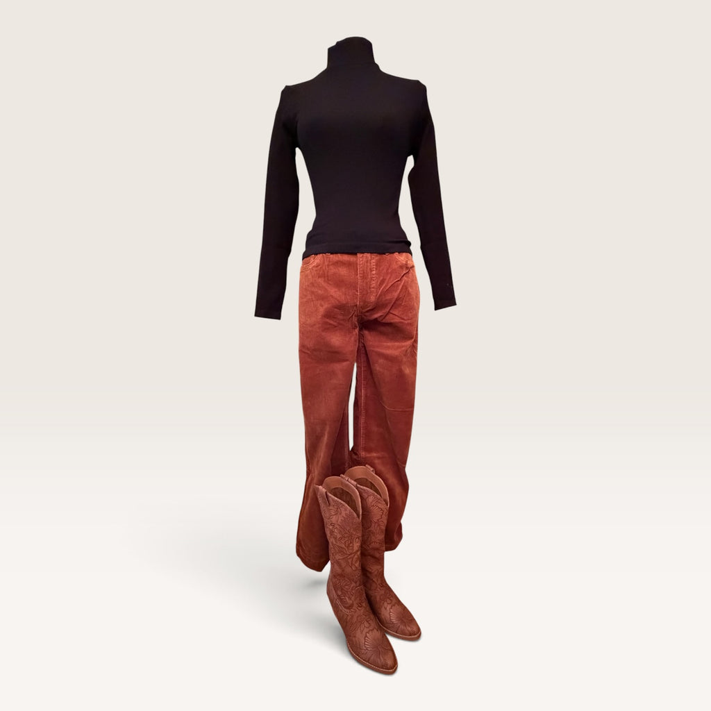 Camel Mid-Rise Corduroy Trouser Jeans