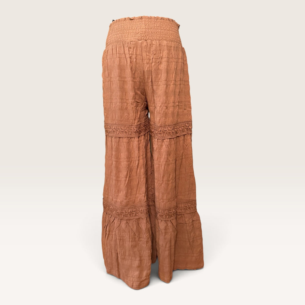 Textured Wide Leg Palazzo Pants