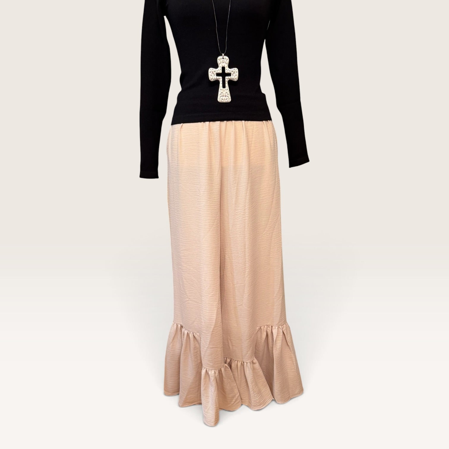 Flowy Ruffle Hem Wide Leg Pants