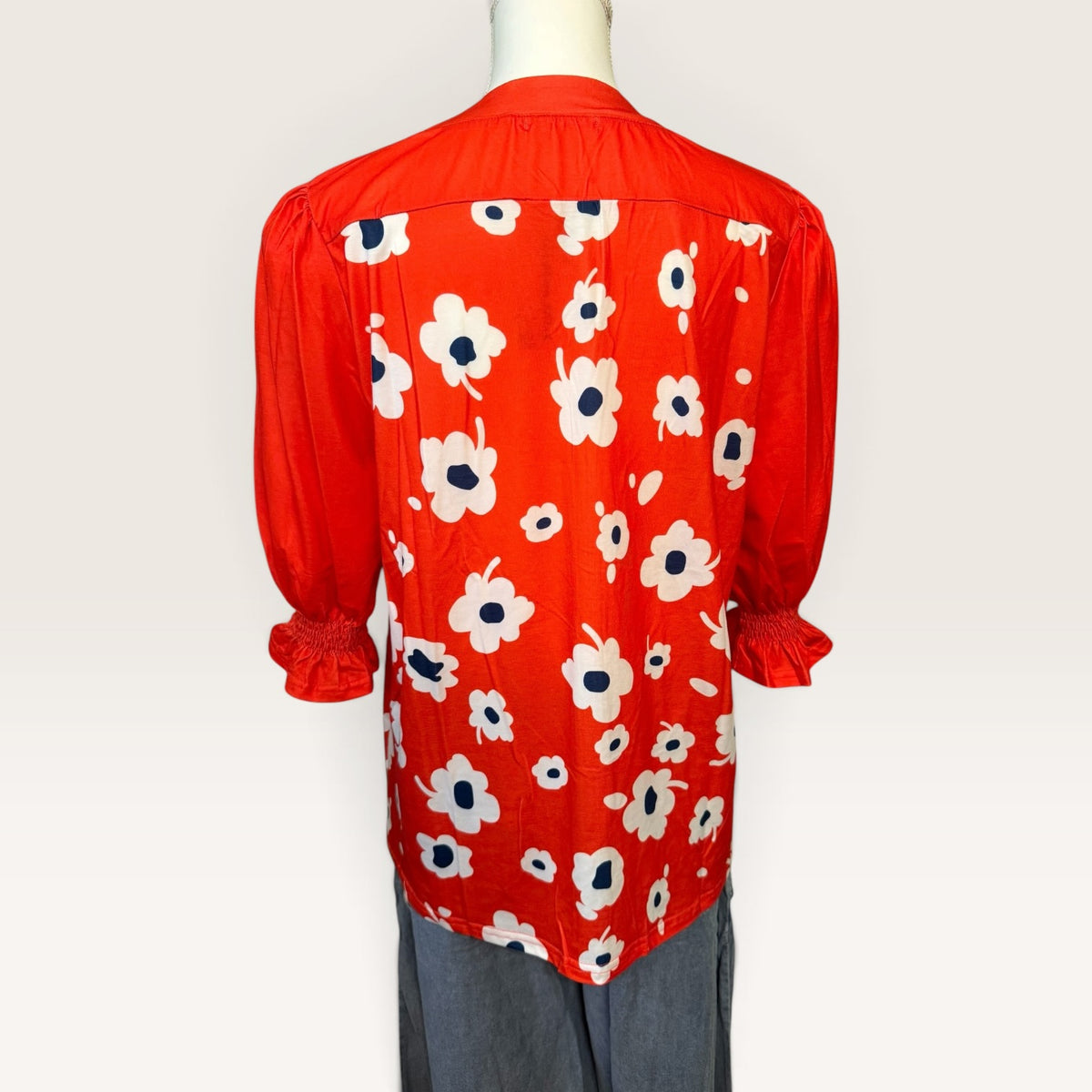 Floral Print Split Neck Blouse