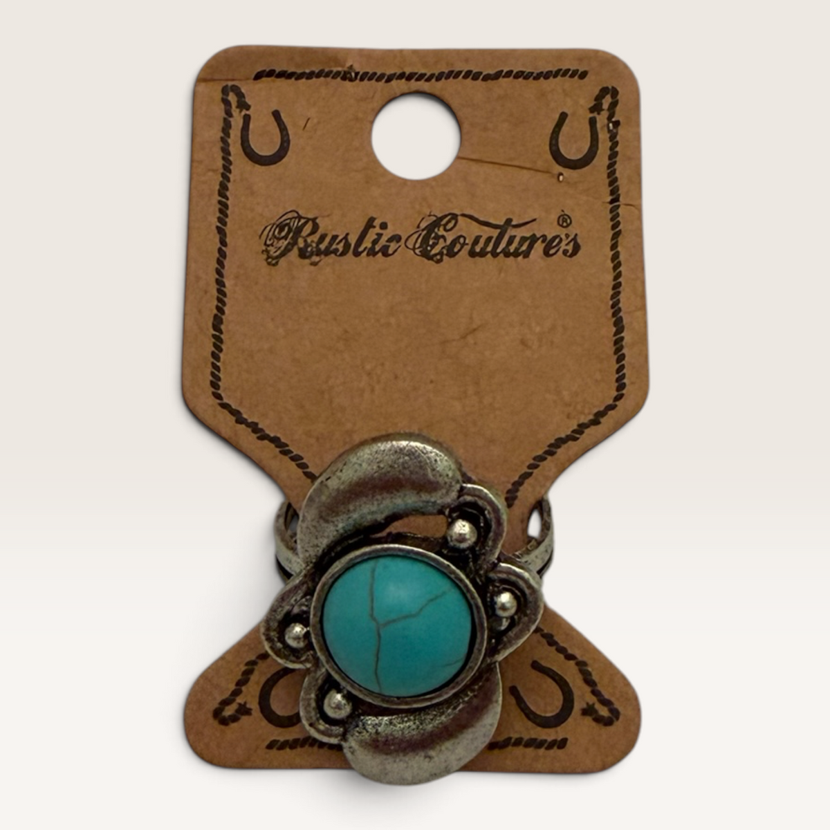 Rustic Couture Turquoise Stone Floral Ring