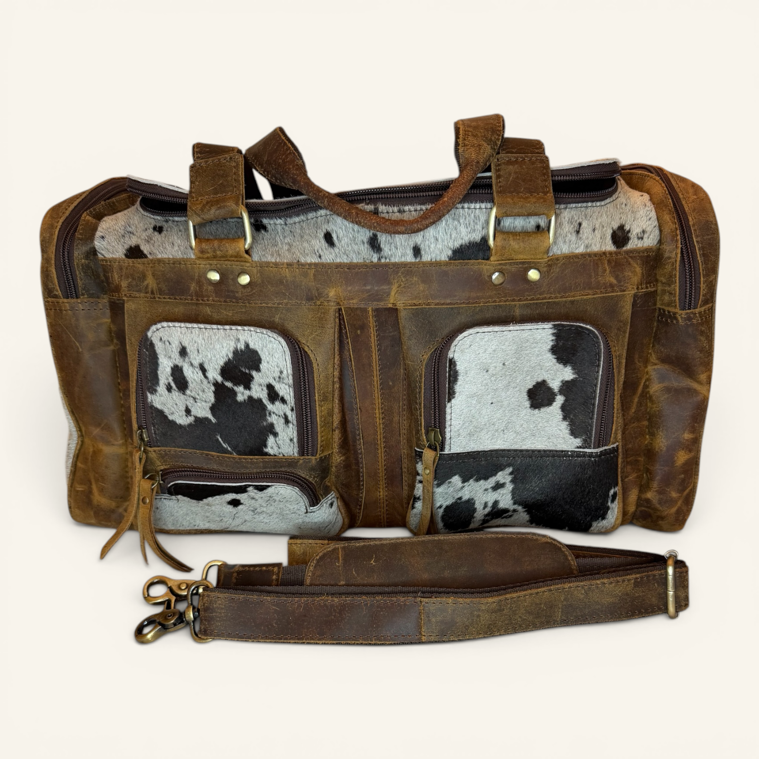 Western Linens Genuine Cowhide & Leather Duffle Bag