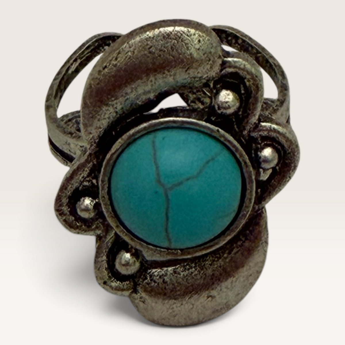 Rustic Couture Turquoise Stone Floral Ring