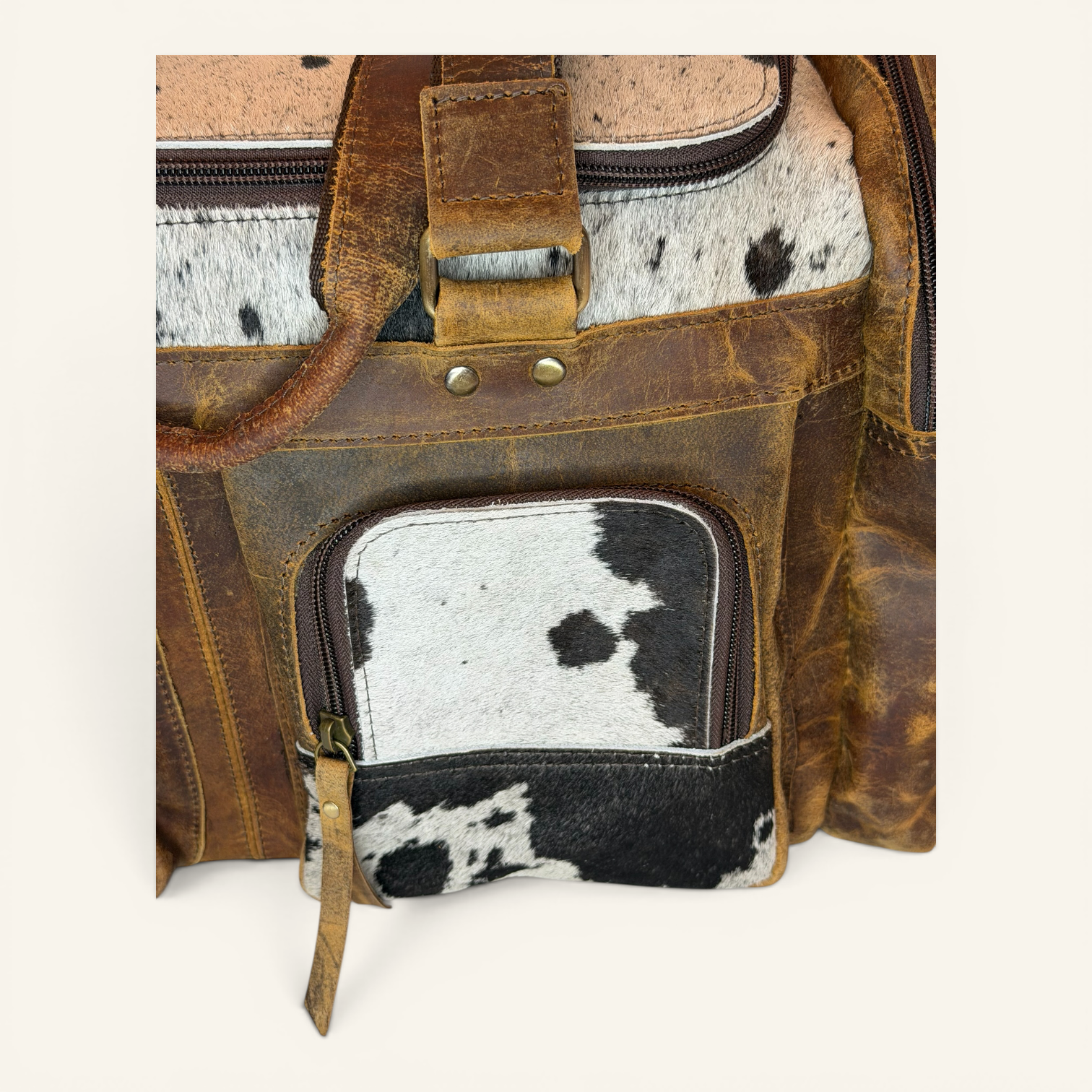 Western Linens Genuine Cowhide & Leather Duffle Bag
