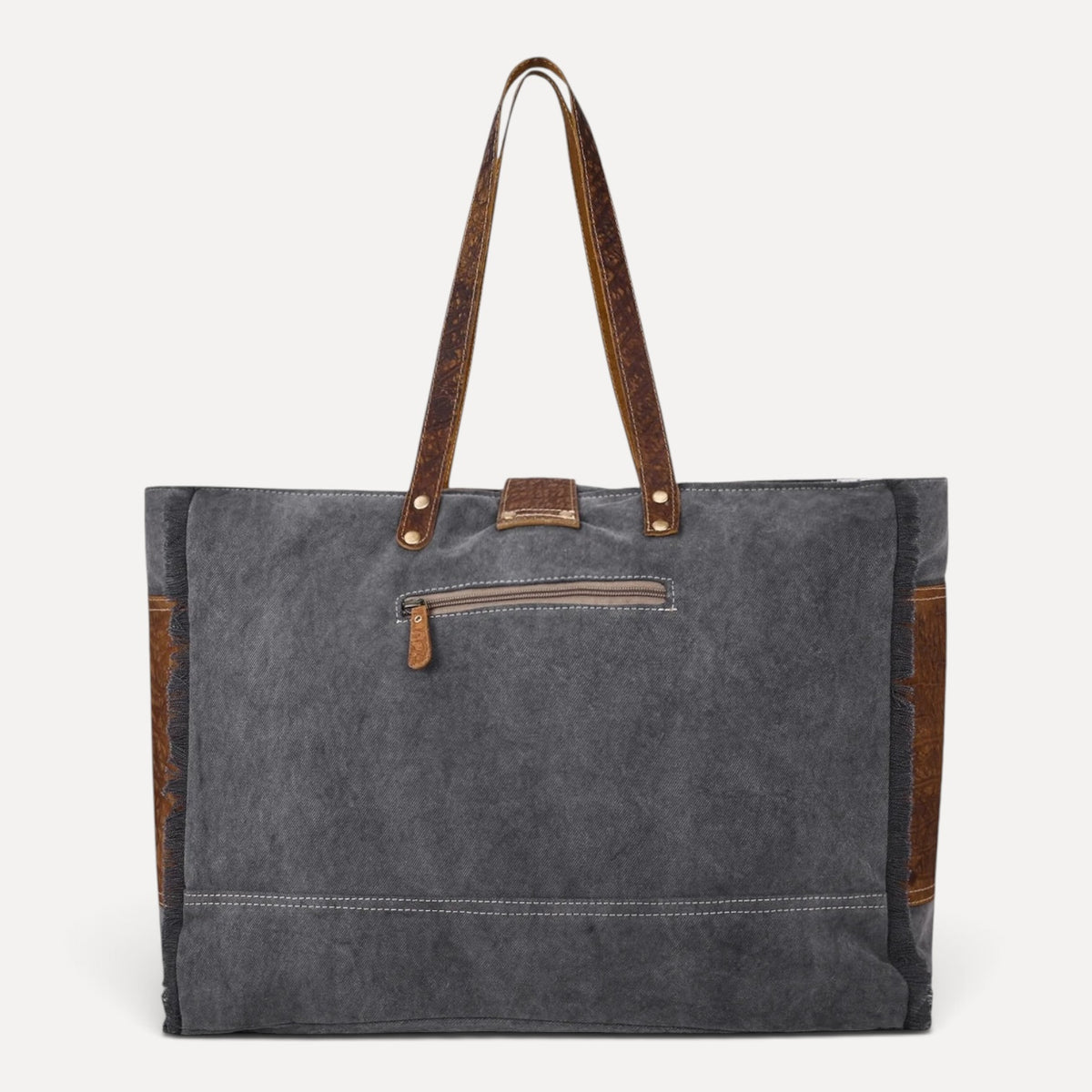 Asher Western Canvas & Cowhide Tote Bag