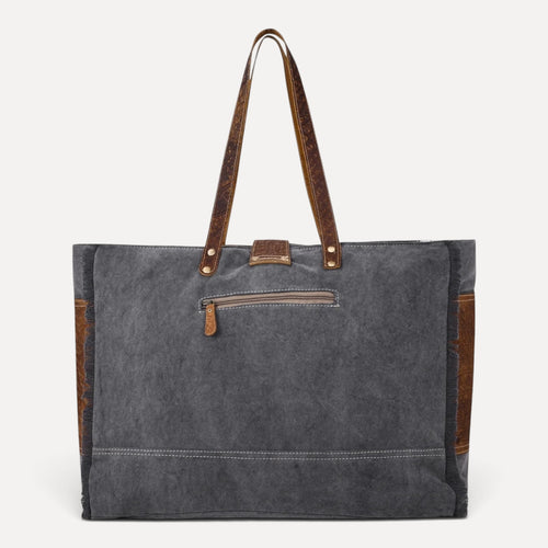 Asher Western Canvas & Cowhide Tote Bag